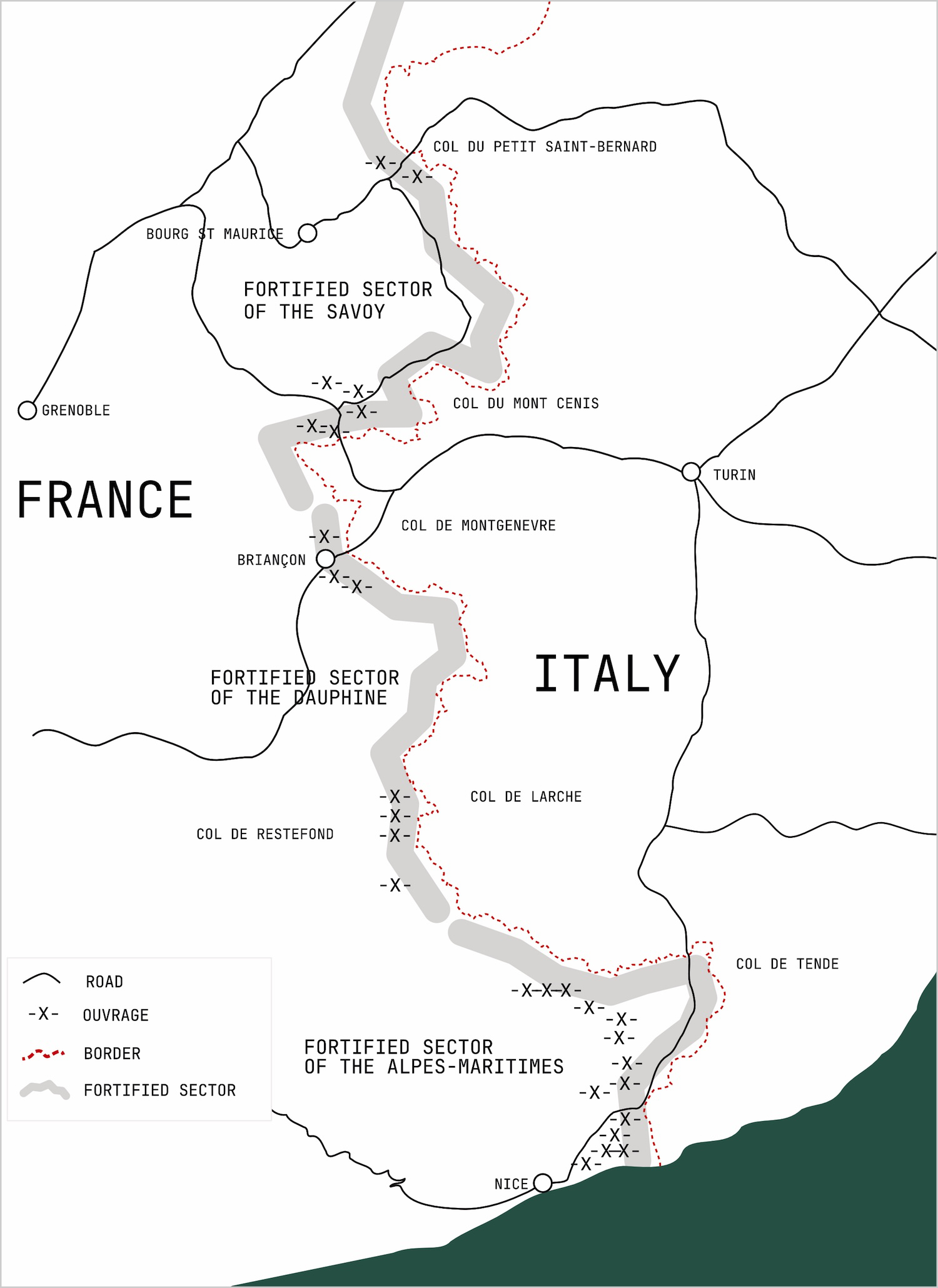 Map of the Alpine Line