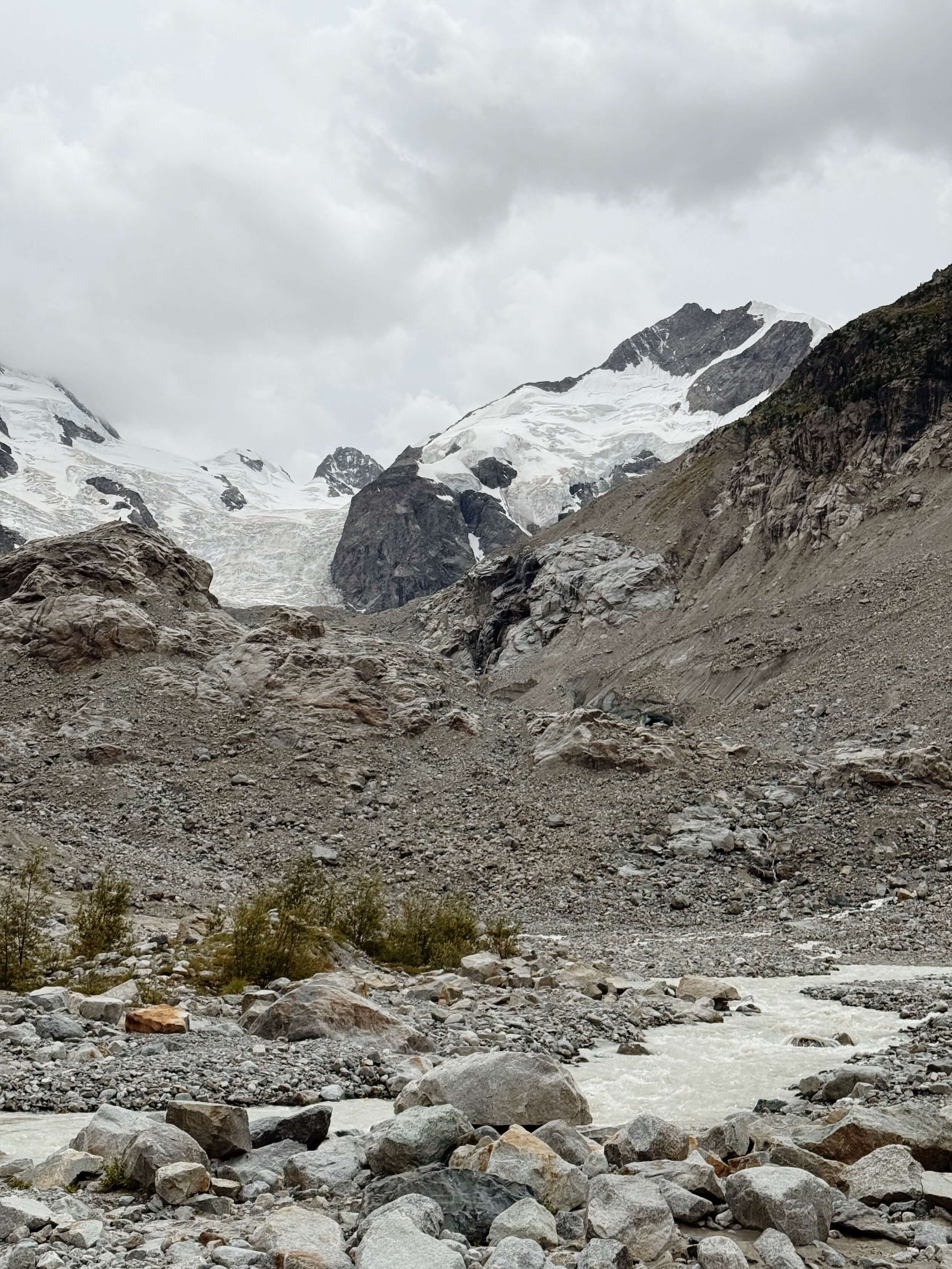 The glacier has disappeared beyond the moraine